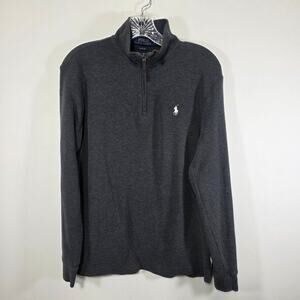 Polo Ralph Lauren Mens Gray 1/4 Zip Estate Rib Knit Top Size Small